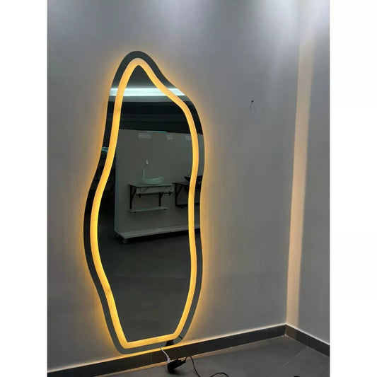 Bella Theo - Espelho Orgânico Flame E06 150x60cm 170x70cm Com LED Jateado Branco Quente 3000k